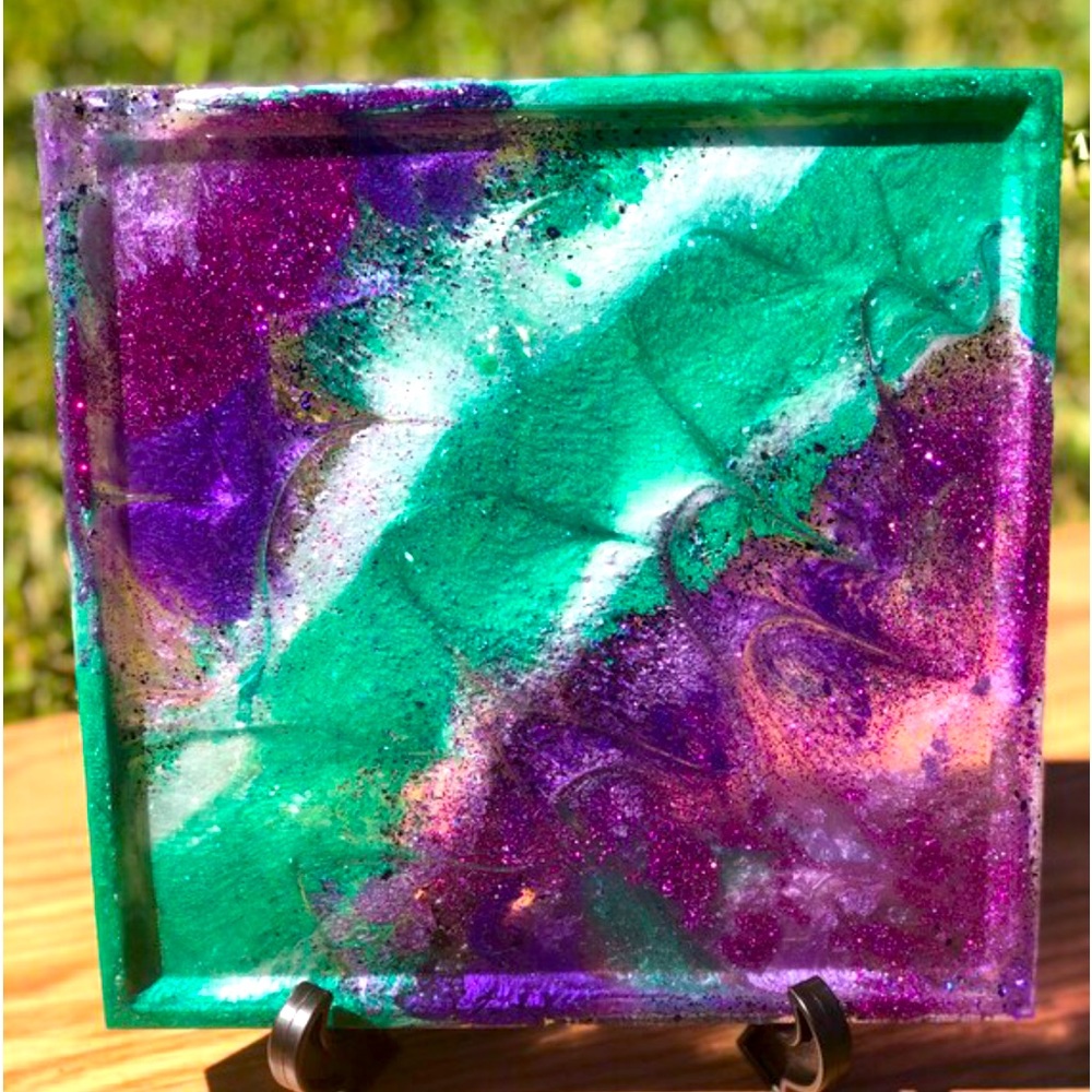 Custom 8x8x0.4 Square Resin Jewelry Tray